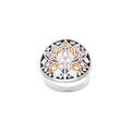 Bagues sur Artemare : Bague Stella Mia ronde en acier motif fleur de lotus r&eacute;sine et nacre