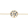 Bracelet en vermeil cercle arbre de vie avec oxydes bleus - 16+2cm