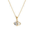 Collier en vermeil pendentif double coeur oxyde blanc - 40+3cm