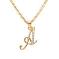 Collier en vermeil pendentif initiale A oxydes blancs sertis - 42+3cm