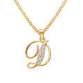 Collier en vermeil pendentif initiale D oxydes blancs sertis - 42+3cm