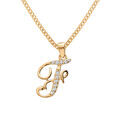 Collier en vermeil pendentif initiale F oxydes blancs sertis - 42+3cm