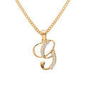 Collier en vermeil pendentif initiale G oxydes blancs sertis - 42+3cm