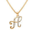 Collier en vermeil pendentif initiale H oxydes blancs sertis - 42+3cm