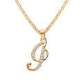 Collier en vermeil pendentif initiale i oxydes blancs sertis - 42+3cm