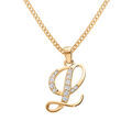 Collier en vermeil pendentif initiale l oxydes blancs sertis - 42+3cm Artemare