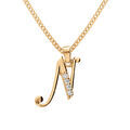 Collier en vermeil pendentif initiale N oxydes blancs sertis - 42+3cm Artemare