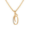 Collier en vermeil pendentif initiale O oxydes blancs sertis - 42+3cm