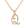 Collier en vermeil pendentif initiale Q oxydes blancs sertis - 42+3cm Artemare