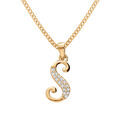 Collier en vermeil pendentif initiale S oxydes blancs sertis - 42+3cm Artemare