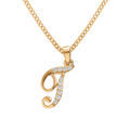 Collier en vermeil pendentif initiale T oxydes blancs sertis - 42+3cm