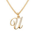 Collier en vermeil pendentif initiale U oxydes blancs sertis - 42+3cm