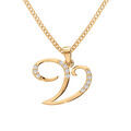 Collier en vermeil pendentif initiale V oxydes blancs sertis - 42+3cm Artemare