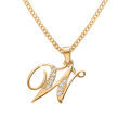 Collier en vermeil pendentif initiale W oxydes blancs sertis - 42+3cm