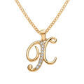 Collier en vermeil pendentif initiale X oxydes blancs sertis - 42+3cm