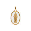 Pendentifs sur Artemare : Pendentif en plaqu&eacute; or ovale vierge et l'enfant 20mmx13mm fond blanc