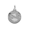 Pendentif en argent rhdoie m&eacute;daille 15mm diamant&eacute; zodiaque poissons Artemare
