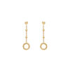 Boucles d'oreille pendante tige en argent dor&eacute; termin&eacute;es par un cercle