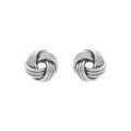 Boucles d'oreille tige en argent rhodi&eacute; motif noeud d'amour 6mm
