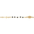 Bracelet en argent dor&eacute; chapelet boules facet&eacute;es spinelle noires - 15+4cm
