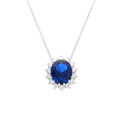 Colliers sur Artemare : Collier en argent rhodi&eacute; pendentif "royale" oxyde bleu (17 mm x 14 mm) - 42+3cm