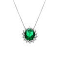 Collier en argent rhodi&eacute; pendentif "royale" oxyde vert (17 mm x 14 mm) - 42+3cm Artemare