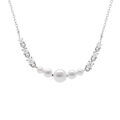 Colliers sur Artemare : Collier en argent rhodi&eacute; pendentif 5 perles blanches imitation et oxydes blancs - 42+3cm
