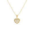 Collier en argent dor&eacute; coeur empli d'oxydes blancs - 38+5cm