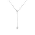Collier en argent rhodi&eacute; forme cravate avec coeurs oxydes blancs - 38+5cm