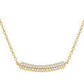 Collier en argent dor&eacute; avec barre incurv&eacute;e pav&eacute; d'oxydes blancs - 38+5cm Artemare