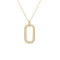 Colliers sur Artemare : Collier en argent dor&eacute; pendant rectangulaire pav&eacute; d'oxydes blancs - 38+5cm