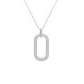 Colliers sur Artemare : Collier en argent rhodi&eacute; pendant rectangulaire pav&eacute; d'oxydes blancs - 38+5cm
