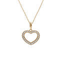Collier en argent dor&eacute; coeur avec contour d'oxydes blancs - 38+5cm