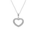 Collier en argent rhodi&eacute; coeur avec contour d'oxydes blancs - 38+5cm Artemare