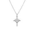 Colliers sur Artemare : Collier en argent rhodie coeur avec croix orn&eacute;e d'oxydes blancs - 38+5cm