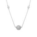 Collier en argent rhodi&eacute; boule avec oxydes blancs - 38+5cm