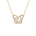 Colliers sur Artemare : Collier en argent dor&eacute; avec papillons et oxydes blancs - 38+5cm