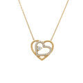 Colliers sur Artemare : Collier en argent dor&eacute; deux coeurs dont un avec oxydes blancs - 42+3cm