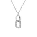 Colliers sur Artemare : Collier en argent rhodi&eacute; pendant 2 &eacute;l&eacute;ments entrem&eacute;l&eacute;s 1 lisse et 1 avec contour d'oxydes blancs