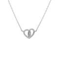 Collier en argent rhodi&eacute; coeurs entrelac&eacute;s dont l'un orn&eacute; d'oxydes blancs - 38+5cm