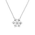 Collier en argent rhodi&eacute; pendentif flocon de neige d' oxydes blancs