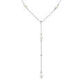 Collier en argent rhodi&eacute; forme cravate avec perles de culture d'eau douce blanches - 38+5cm