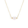 Collier en argent dor&eacute; perle blanche imitation 8mm - 40+5cm
