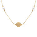 Colliers sur Artemare : Collier en argent dor&eacute; boule givr&eacute;e et perles blanches - 38+5cm