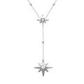 Collier en argent rhodi&eacute; forme cravate avec etoiles du nord oxydes blancs sertis - 38+5cm