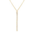 Collier en argent dor&eacute; forme Y avec riviere d'oxydes blancs sertis - 41+5cm