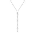 Collier en argent rhodi&eacute; forme Y riviere d'oxydes blancs sertis - 41+5cm