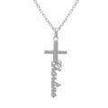 Collier en argent cgaine maille for&ccedil;at pr&eacute;nom en d&eacute;coupe laser anglaise en vertical avec croix - 40cm Artemare