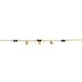 Bracelets sur Artemare : Bracelet en acier dor&eacute; avec coeurs lisses et oxydes noirs facet&eacute;s - 16+3cm