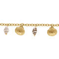 Bracelet en acier dor&eacute; pampilles forme coquillages -16+3cm